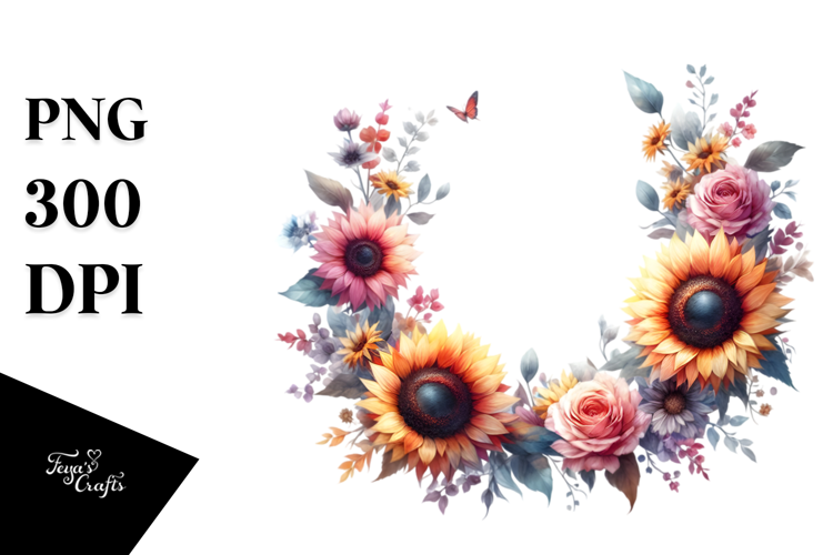 Vibrant Floral Frame with Sunflower