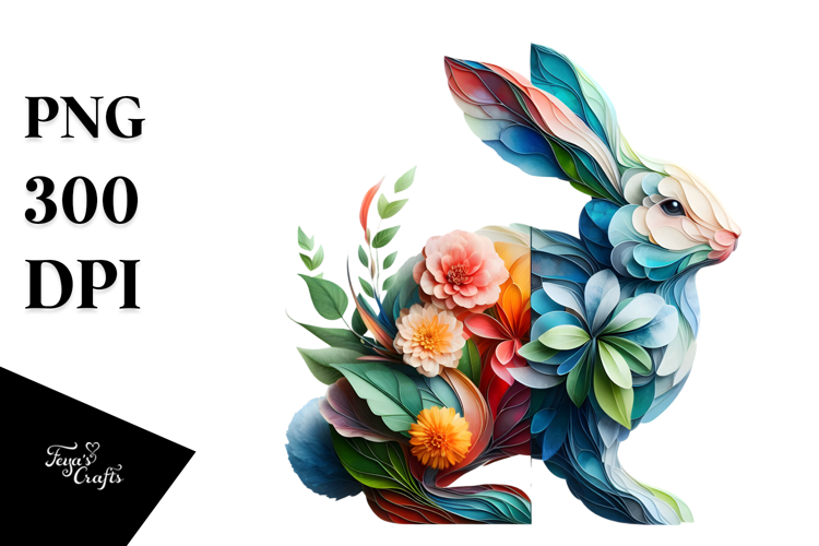 Vibrant Rabbit with Abstract Frame PNG