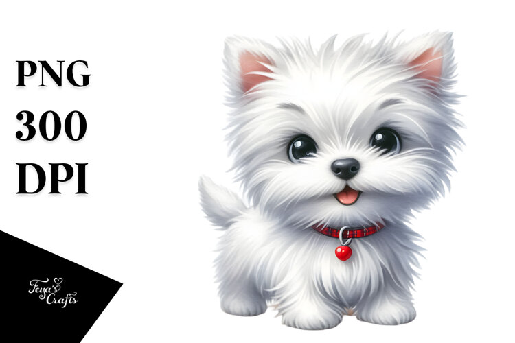 Cute Cartoon West Highland White Terrier PNG example image 1