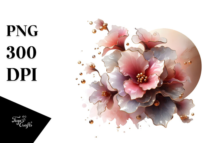 Abstract Begonia with Glossy Finish, Artistic PNG example image 1