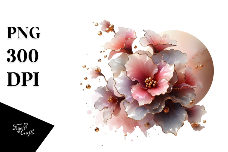 Abstract Begonia with Glossy Finish, Artistic PNG
