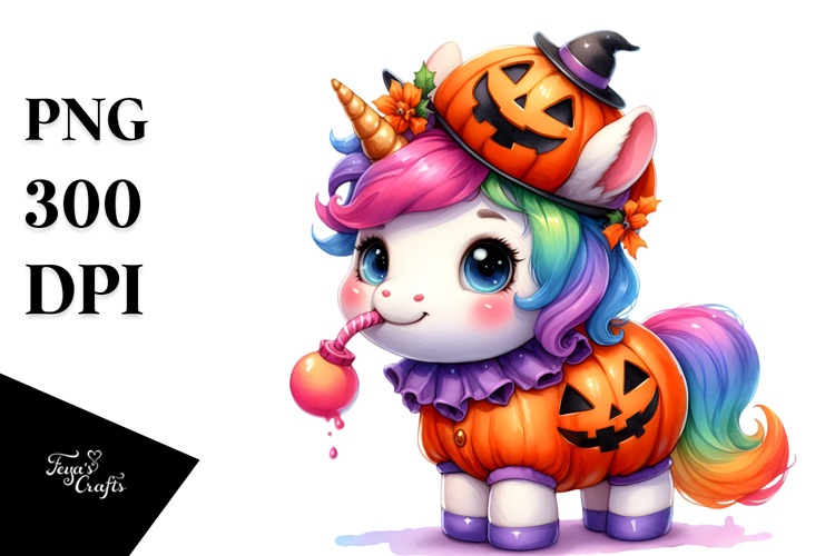 Cute Baby Unicorn Halloween PNG