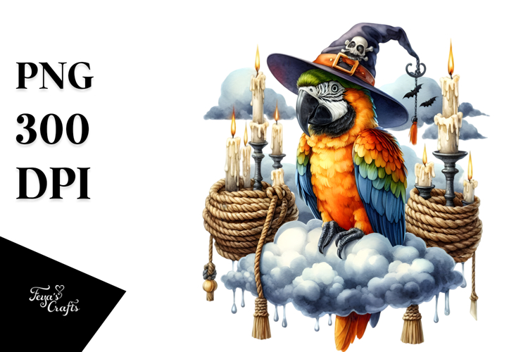 Halloween Macaw on Cloud PNG