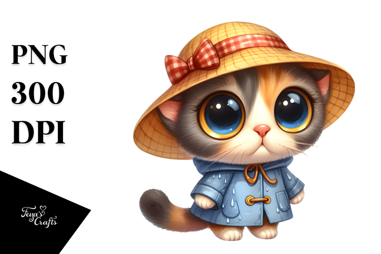 Standing Cat in Raincoat | Sublimation | Clipart