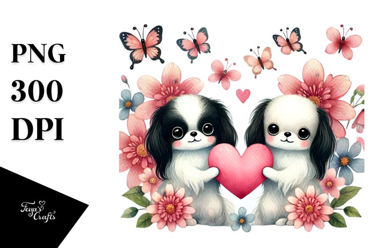 Cute Doodled Japanese Chin PNG