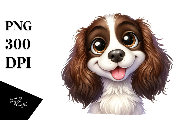 Cute Cartoon English Springer Spaniel PNG