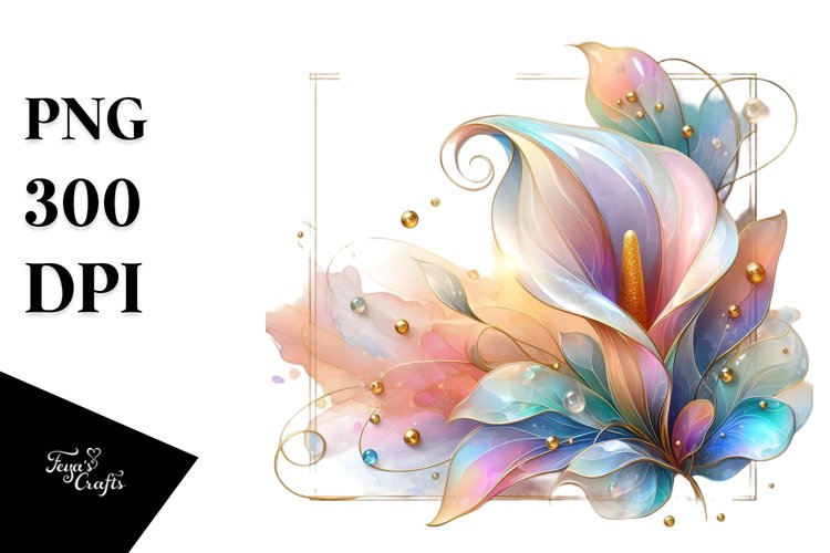 Abstract Pastel Shiny Calla Lily Made of Material PNG example image 1