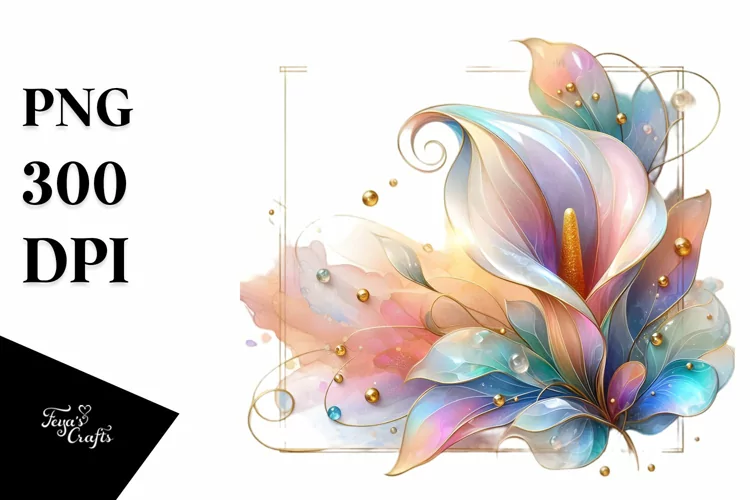 Abstract Pastel Shiny Calla Lily Made of Material PNG