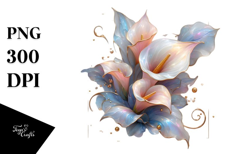 Abstract Pastel Shiny Calla Lily Made of Material PNG