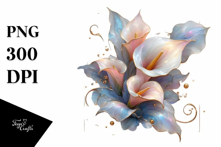 Abstract Pastel Shiny Calla Lily Made of Material PNG