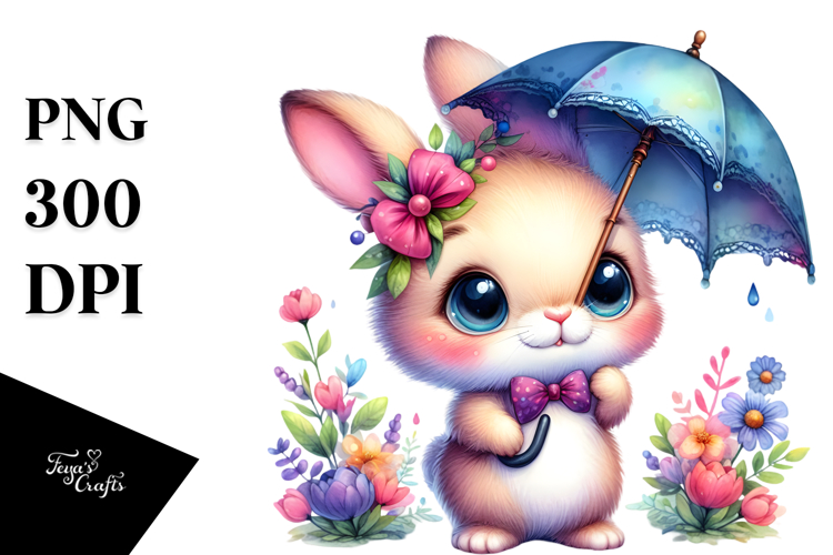 Vibrant Goofy Cute Baby Rabbit PNG
