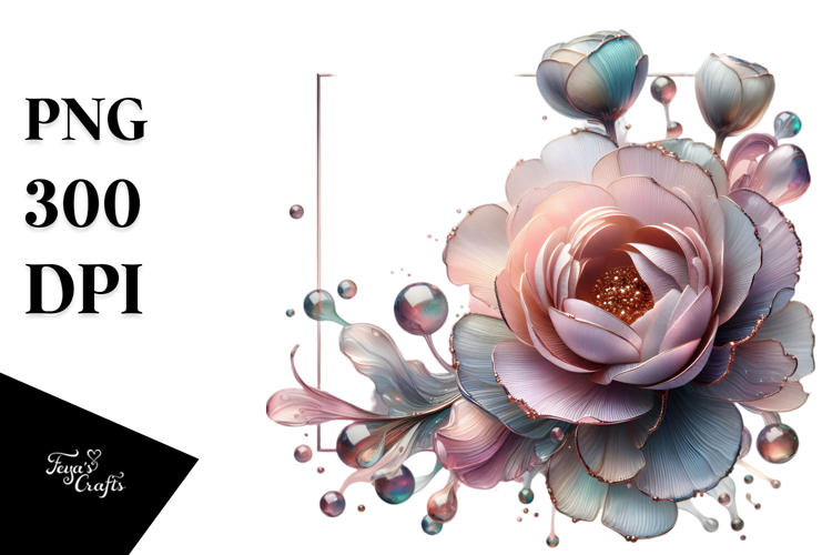 Abstract Pastel Ranunculus Made of PNG