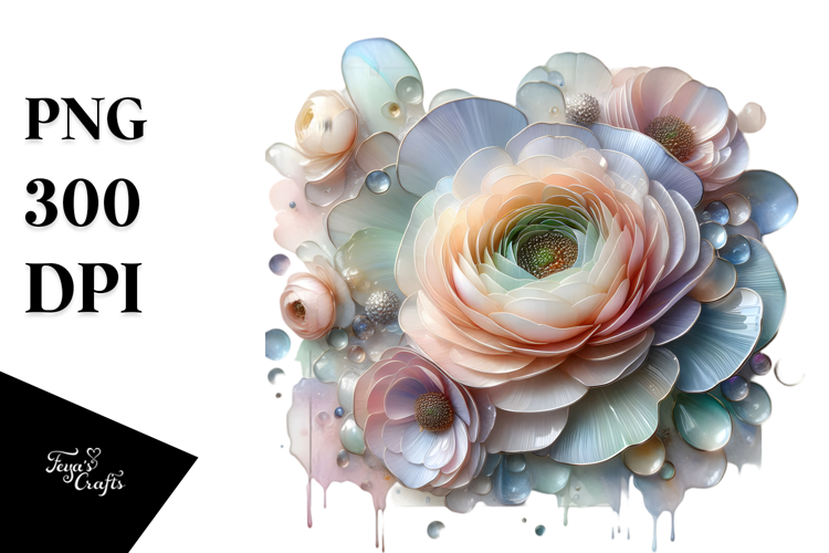 Abstract Pastel Ranunculus Made of PNG