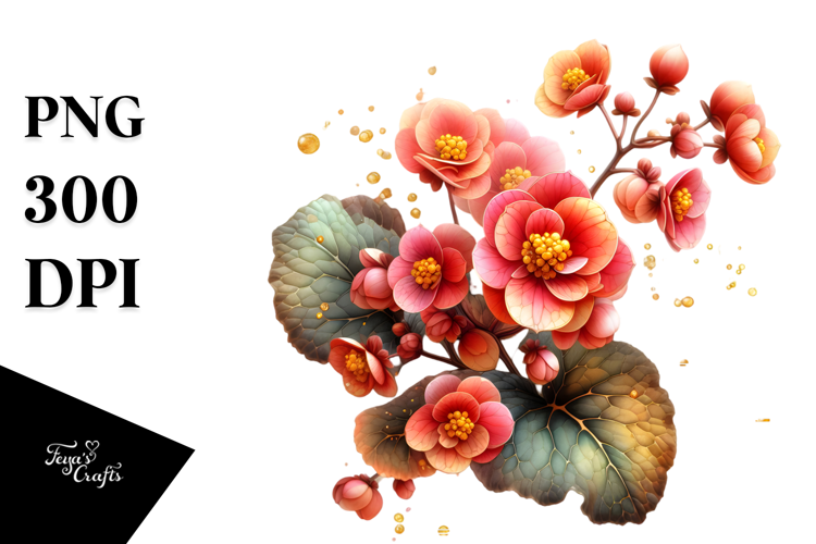 Elegant Begonia, High-Res PNG
