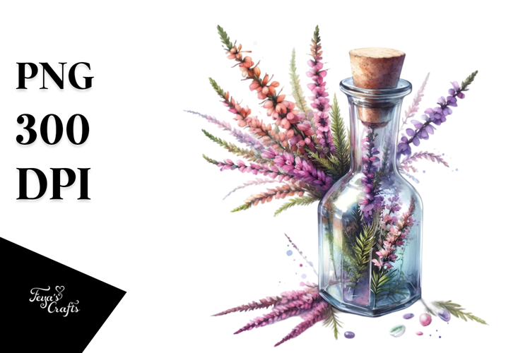 Watercolor Bottle with Large Heather | Sublimation |