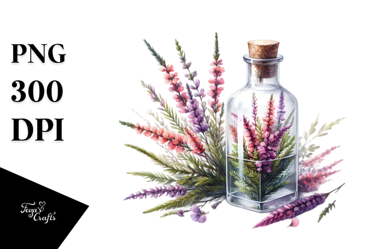 Watercolor Bottle with Large Heather | Sublimation |