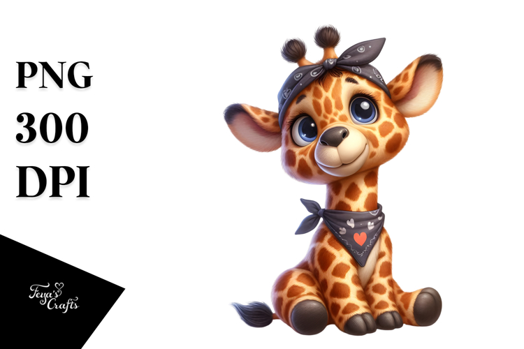 Silly Giraffe with Bandana PNG