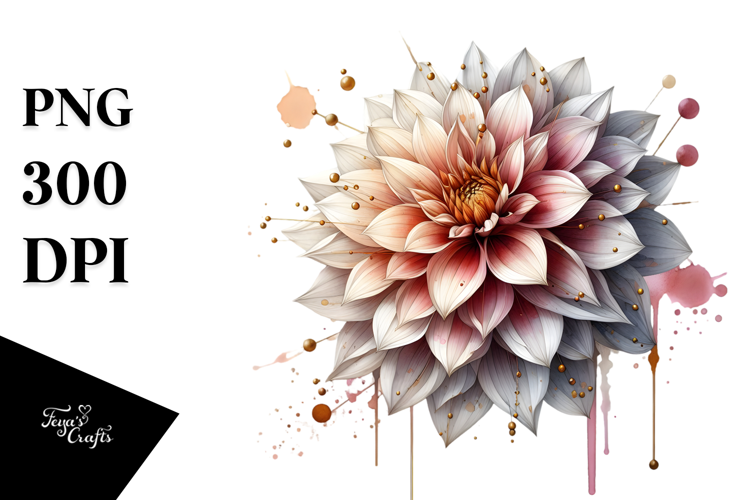Golden Abstract Dahlia PNG
