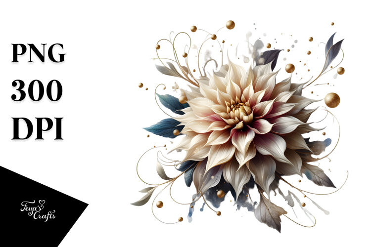 Abstract Shiny Dahlia PNG example image 1