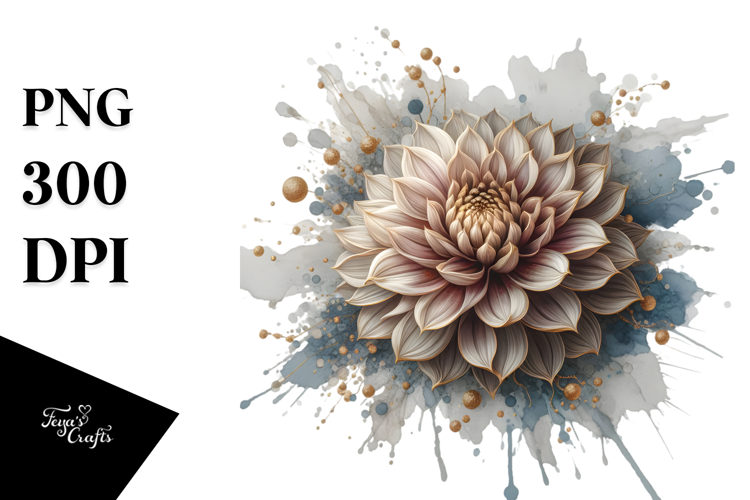 Golden Abstract Dahlia PNG