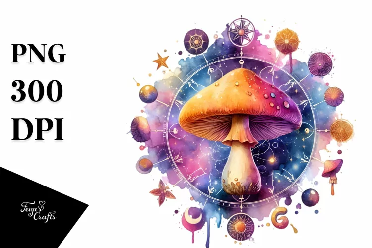 Magical Celestial Mushroom with Tarot