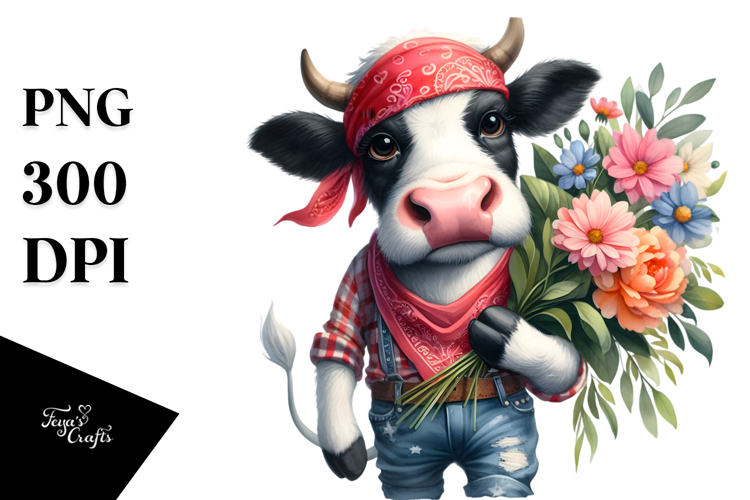 Funny Cow Bouquet Clipart