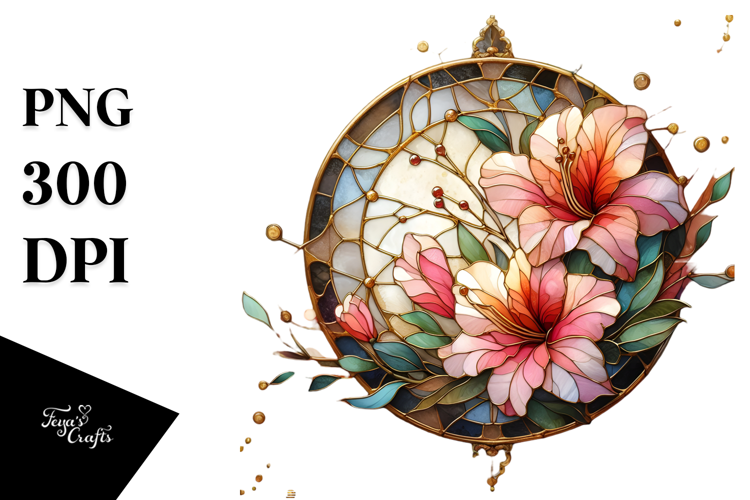 Golden Abstract Stained Azalea PNG