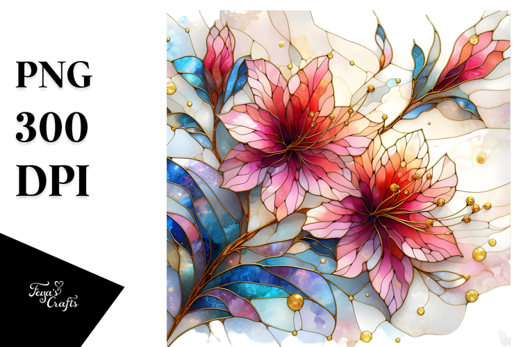 Golden Abstract Stained Azalea PNG