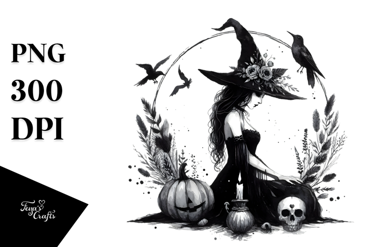 Simple Gothic Dancing Witch PNG