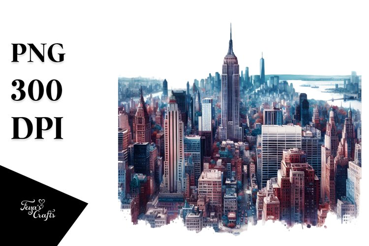 Watercolor Manhattan | Sublimation Clipart example image 1