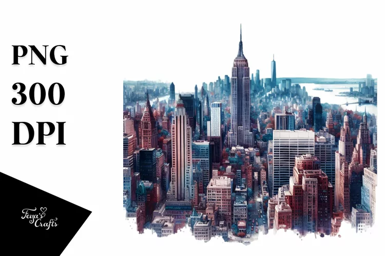 Watercolor Manhattan | Sublimation Clipart