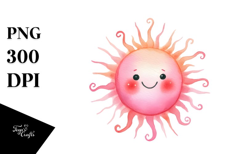 Simple Pinkish Smiling Sun PNG example image 1