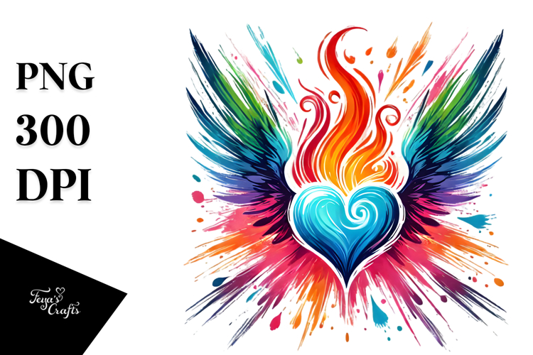 Colorful Paintbrush Fire Heart PNG