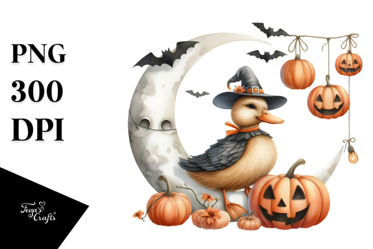 Duck Celebrating Halloween, Funny PNG