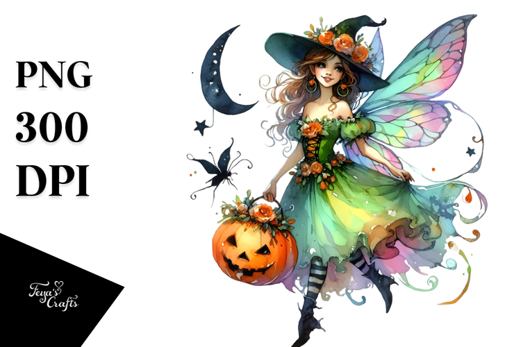 Vibrant Fairy Halloween Drawing PNG