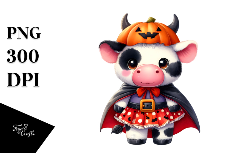 Cute Baby Cow Halloween PNG
