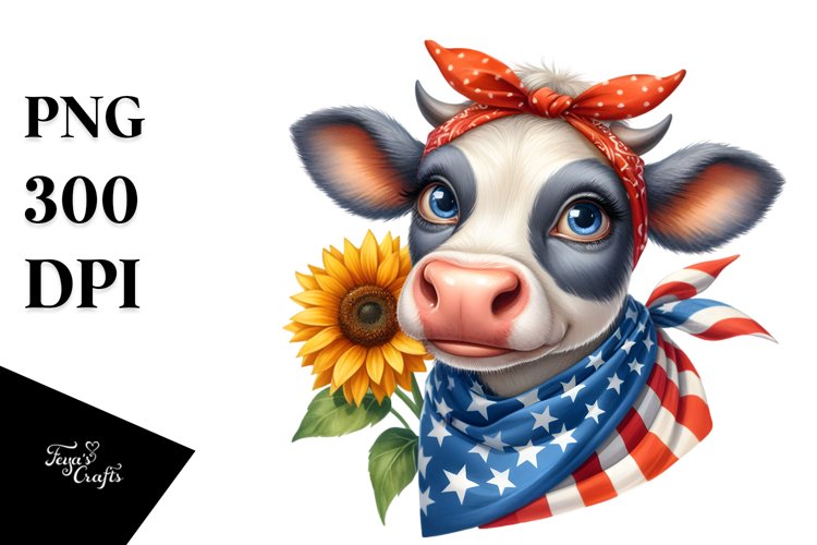 Cow Portrait with Housewife Bandana