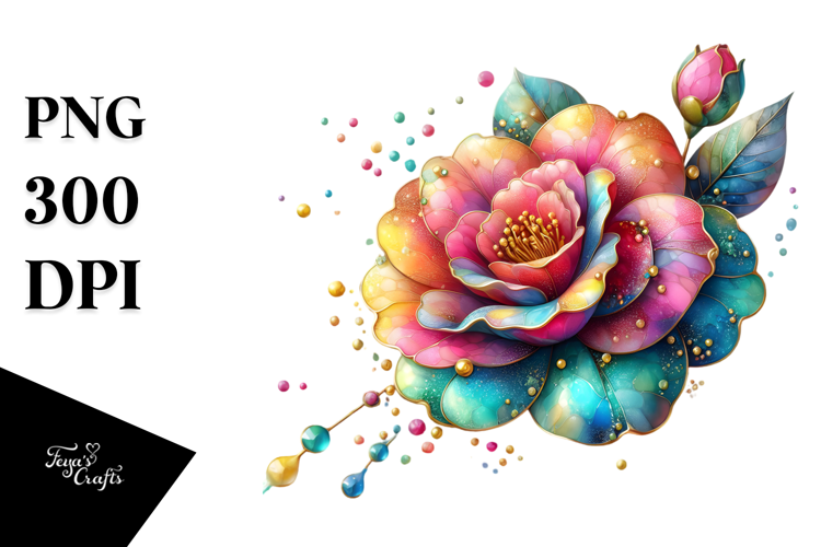 Colorful Shiny Camellia PNG