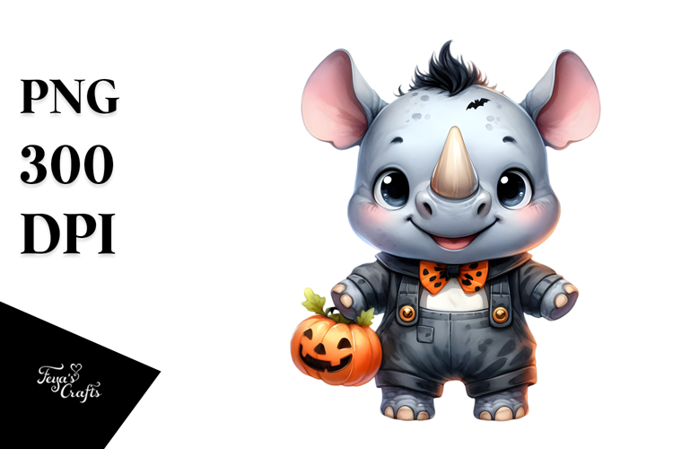 Cute Baby Rhino, Halloween Theme