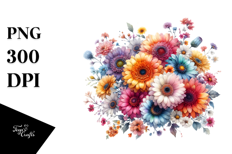 Colorful Gerbera Flowers PNG