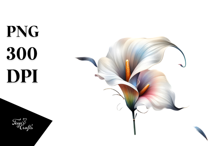 Abstract Calla Lily with Metallic Insertions, Watercolor