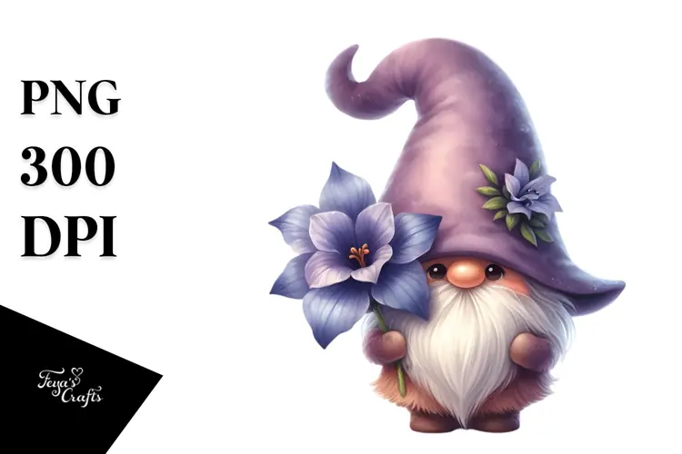Gnome with Lobelia PNG