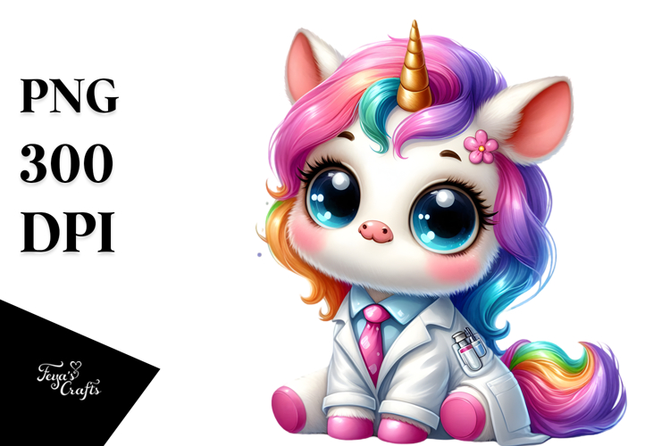 Goofy Baby Unicorn in Lab Coat example image 1
