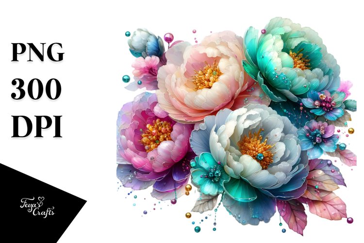 peony made of transparent glass PNG