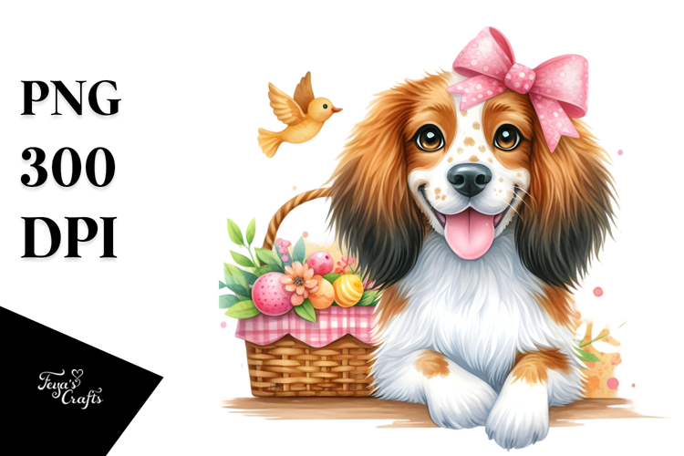 Happy Cute Brittany Dog, Watercolor Design