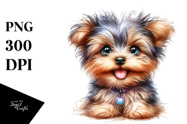 Happy Yorkipoo Watercolor PNG
