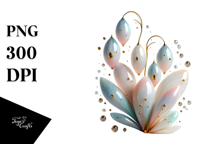 Abstract Glossy Snowdrop, Sublimation PNG