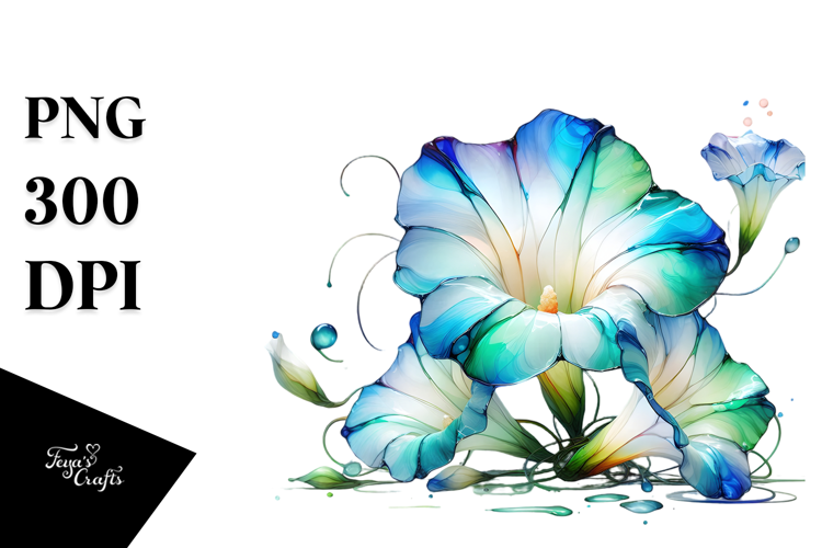 -like Morning Glory Watercolor Splash PNG
