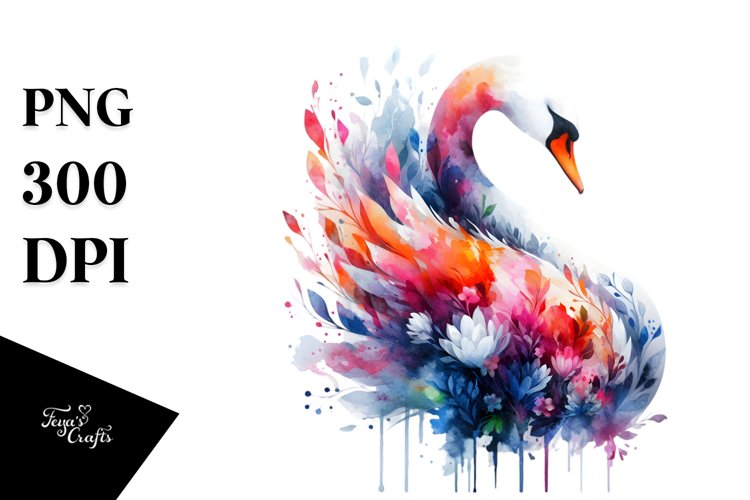 Abstract Vibrant Swan Watercolor example image 1
