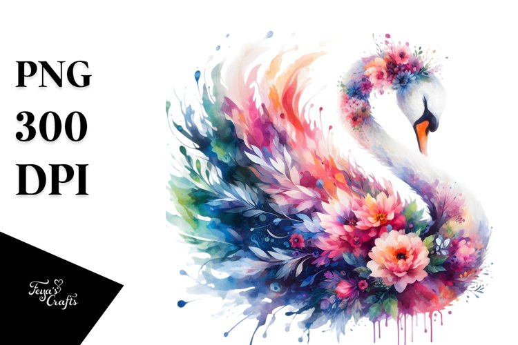 Abstract Vibrant Swan Watercolor example image 1